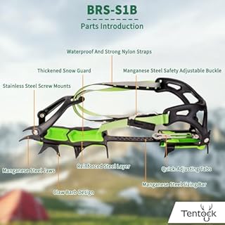 Tentock All'aperto Campeggio Ramponi in Acciaio al Manganese - 14 Denti Ice Traction Ramponcini per Alpinismo Caccia(tipo B-Denti Corti)