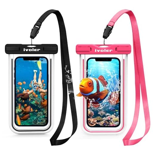 ivoler [IPX8 Certificado [2 Unidades] Funda Bolsa Móvil Impermeable Universal para Xiaomi, iPhone, Samsung Galaxy, Huawei, Smartphones, Monedas, Pasaporte, etc. (Negro+Rosa)