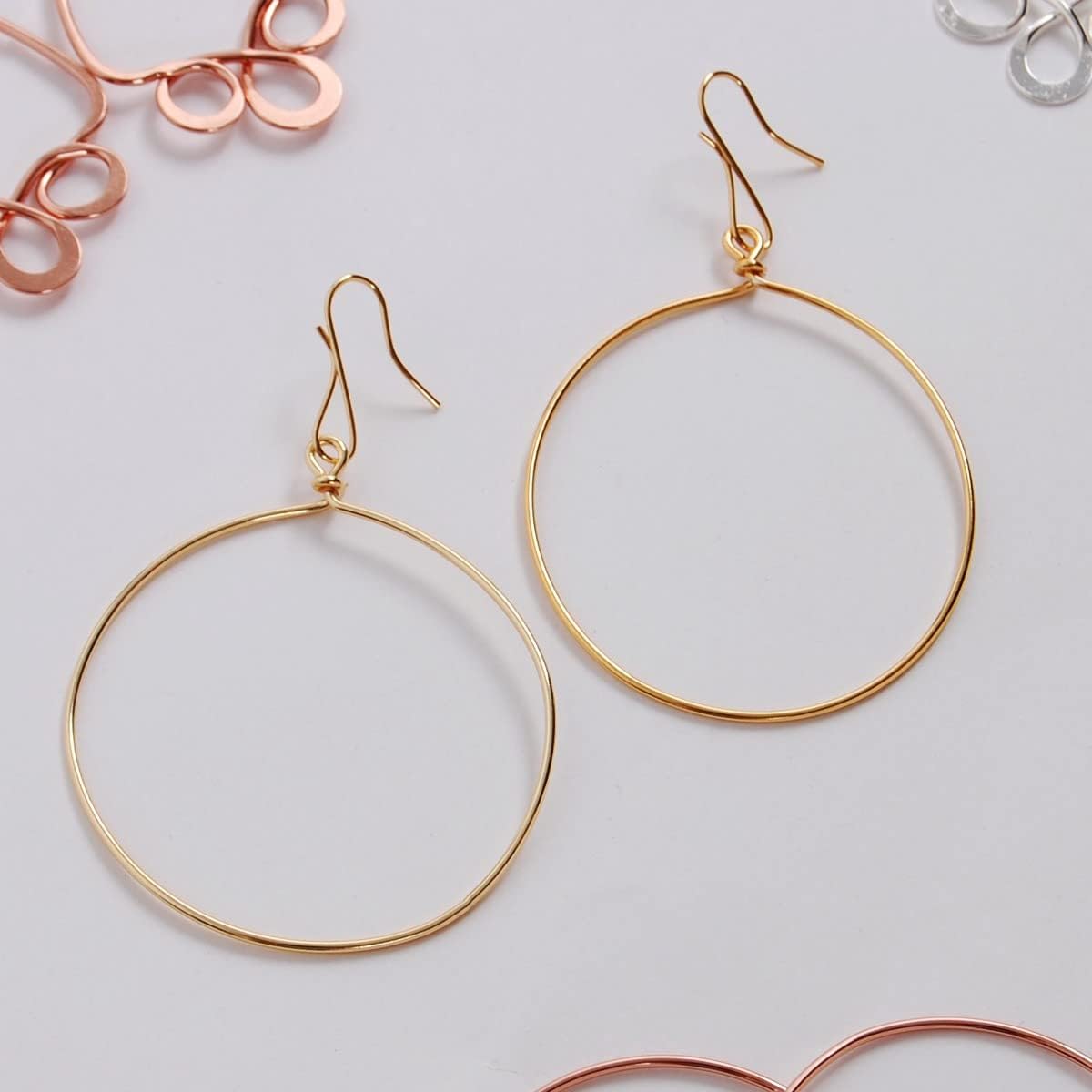 Dangle Hoop Earrings for Women - Minimalist Geometric Round Drop Hoops - Hypoallergenic, Safe for Sensitive Ears - Plated in 18K Gold or 925 Sterling Silver - Image 3
