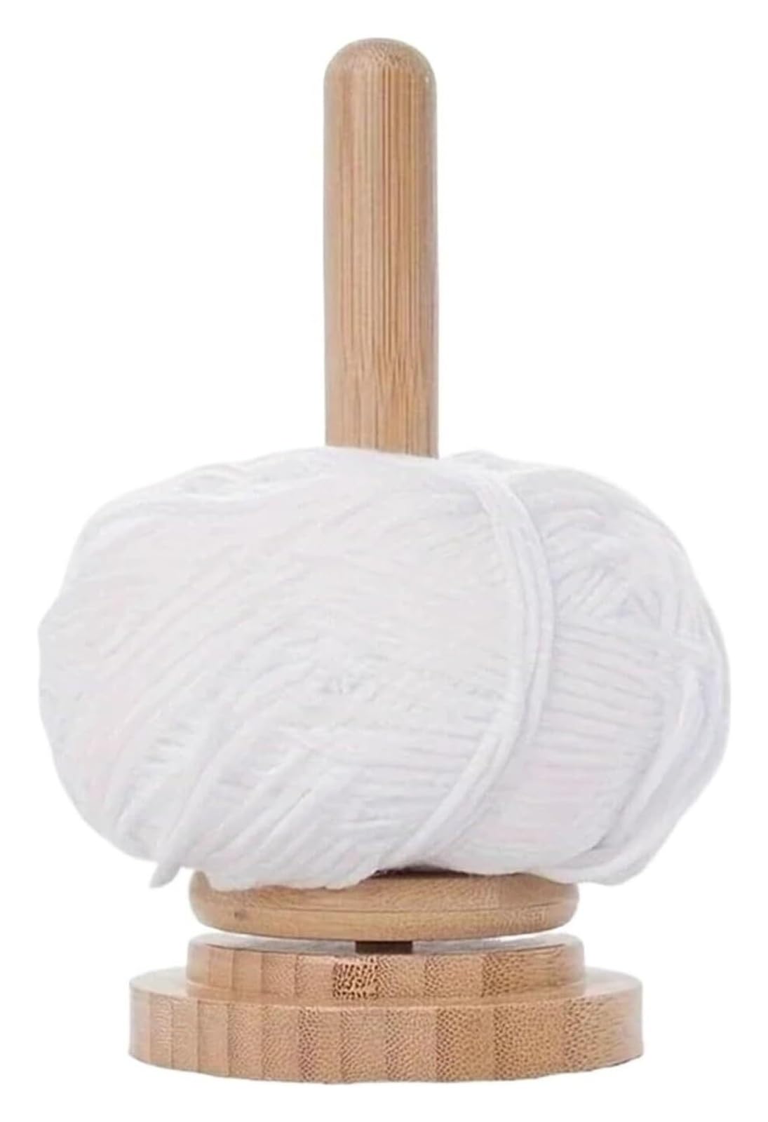 Pzoferlin One Color Yarn Rack Handmade Wooden Yarn Spinner Rotating Ball Stand With Storage Base For Knitting Crochet