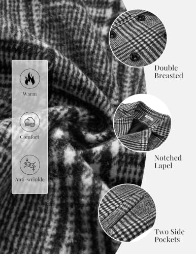 COOFANDY Men Long Trench Coat Winter Plaid Double Breasted Overcoat Peacoat - image 6