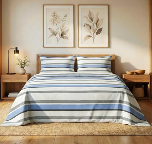 Image of VAS COLLECTIONS 300 TC Cloud Cotton Bedsheet Set Super King Size 108x108 Inch (275x275 cm) | Soft Breathable Double Bed Sheet with 2 Pillow Covers | Luxury Hotel Quality Bed Linen (French Blue)