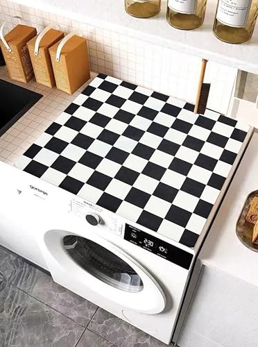 Image of Homecloud Non-Slip Washing Machine Mat - Durable Waterproof Protective Cover for Washer & Dryer, Dust-Resistant Mat Ideal for Laundry Room & Kitchen Appliances (Dark Black)