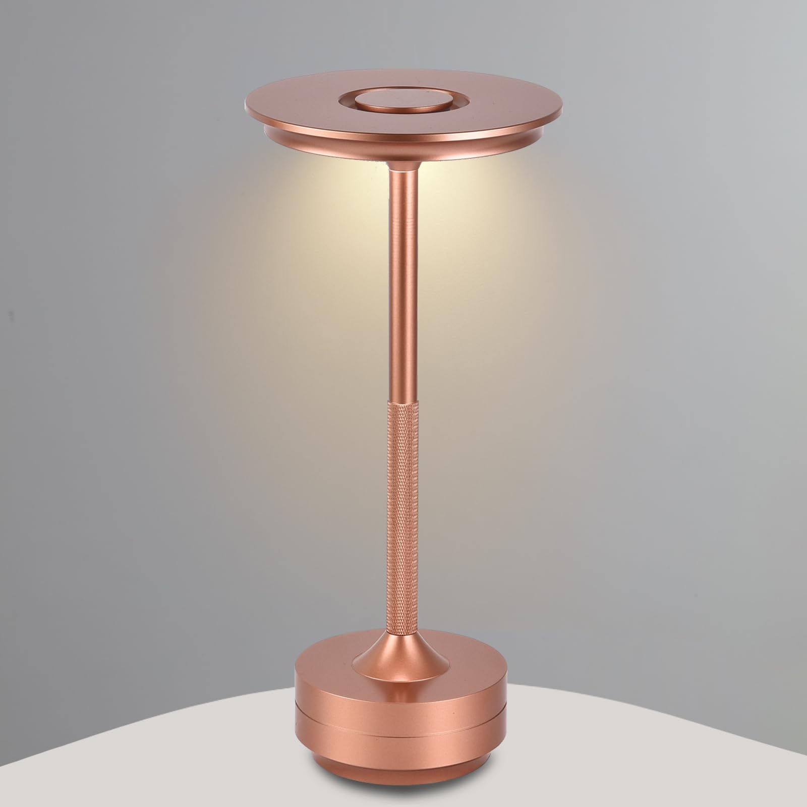Cordless Table Lamps with Touch Control, 2500mAh Rechargeable Battery LED Desk Lamp with 3 Colors Stepless Dimming for Bedroom/Desk/Cafe/Dining Room(Rose Gold)