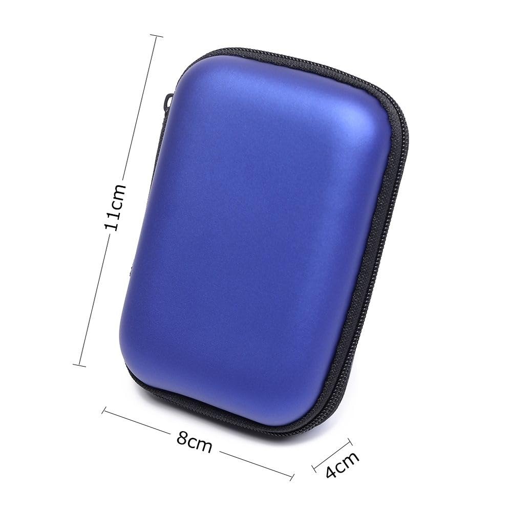 2 mini borsa portatile per auricolari, portamonete, custodia per riporre schede di memoria, organizer per cavi, accessori per cuffie (azzurro)