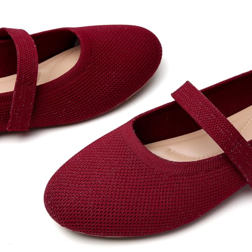 Tilocow Womens Ballet Flats Round Toe Knit Mary Jane Shoes Comfortable Dressy Flats for Women Casual Adjustable Strap Slip On Shoes4