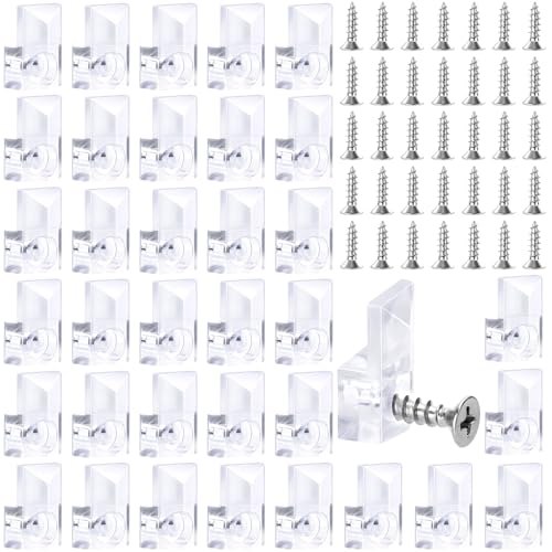 Image of 36 PCS Mirror Holder Clips Kit, Mirror Hangers for The Wall, Clear Plastic Retainer Clips, Frameless Glass Hanging Kit with Screws and Fixed Mirror Box Door