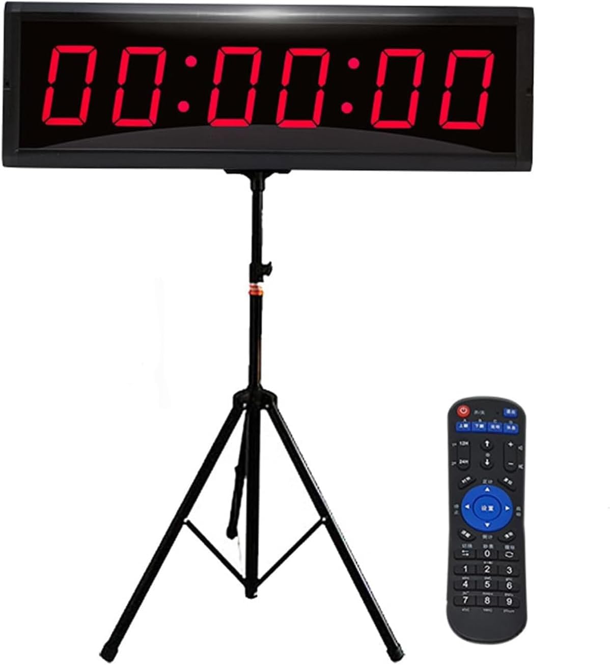 MObyat 1.8in Digital Wall Clock, Remote Control Tripod Clock With Tripod/remote Control, 1.2m Power Cord, Positive Timing/cycle/stopwatch Timing/count Down, For Various Competitions