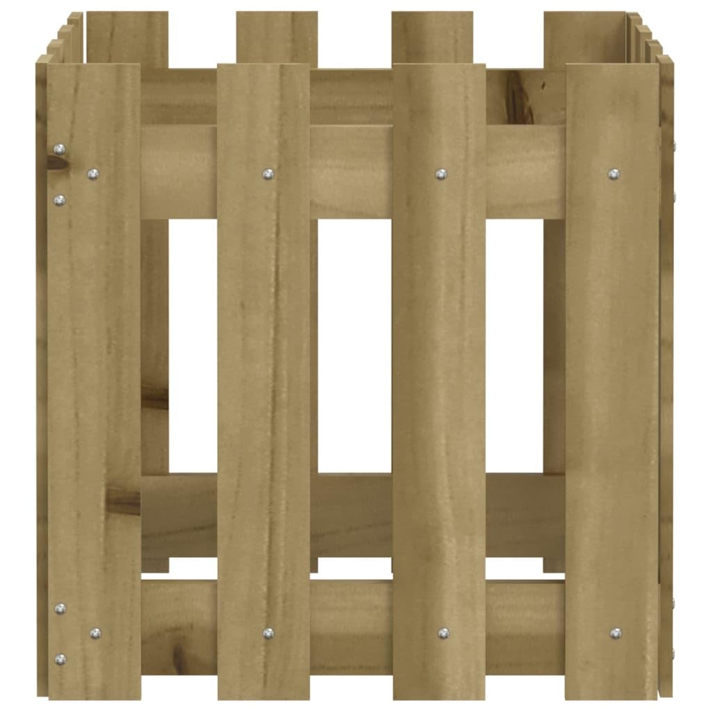 Fioriera a doghe in legno di pino impregnato in autoclave, 40 x 40 x 40 cm, resistente alle intemperie, per giardino, balcone, terrazza, vaso versatile con foro di drenaggio