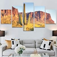 SIGNWIN 5 Panel Canvas Wall Art Modern Art Forest Multicolor Photography Relax/Calm Romantics Scenic for Home Decorations Ready to Hang - 60