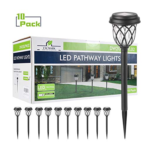 Image of 10 Pack Solar Lights Outdoor Decorative, Solar Pathway Lights Outdoor, Solar Powered Garden Yard Lights for Walkway Sidewalk Driveway (Black, Cool White)