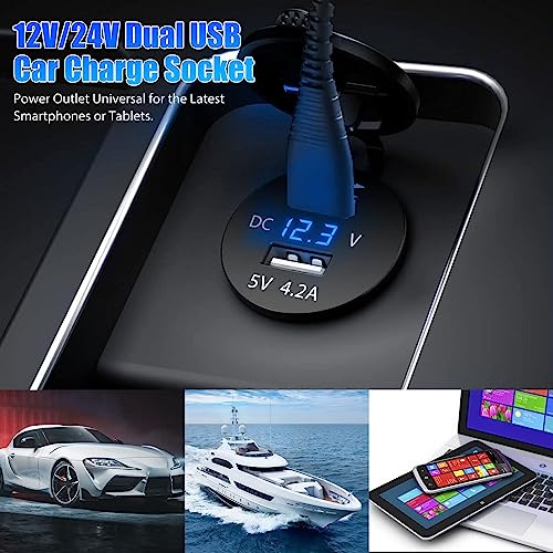 image for Linkstyle 12V 4.2A Dual USB Charger Socket Power Outlet with LED Digit