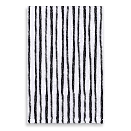 Cackleberry Home Black And White Ticking Stripe Kitchen Towels 18 X 28 Inches 100% Cotton Woven, Set Of 3 #TOP3