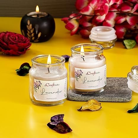 Bougies parfumées lavande en lot de 2 : cadeau idéal Noël et Diwali