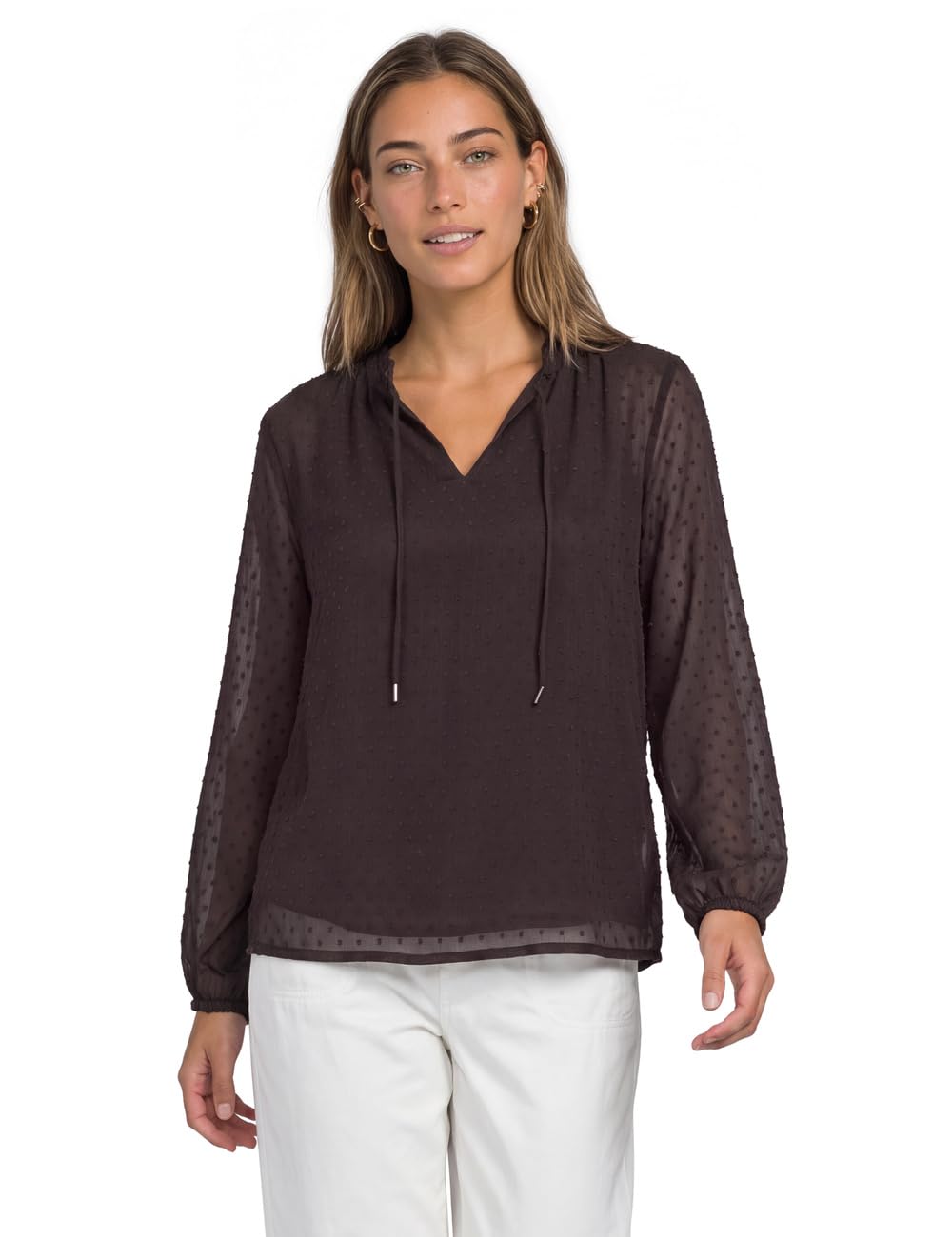 Street One Chiffon-Bluse mit Split Neck und Bändern