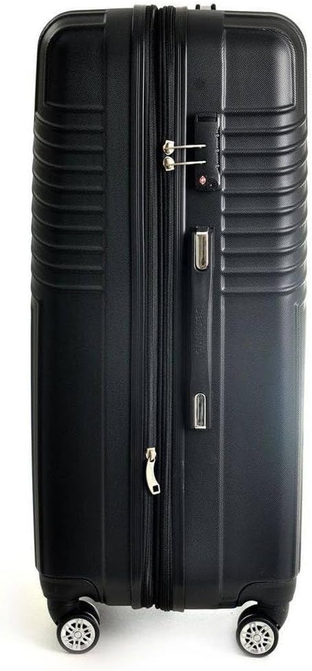 SANTINO Mala de Bordo de Viagem Rígida ABS 4 Rodas 360º com Segredo Leve Resistente Flexível Antifurto [Geometric] (Preta, Pequeno)
