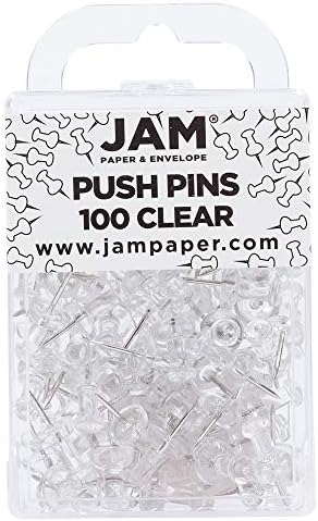 JAM PAPER Colourful Push Pins - Red Pushpins - 100/Pack