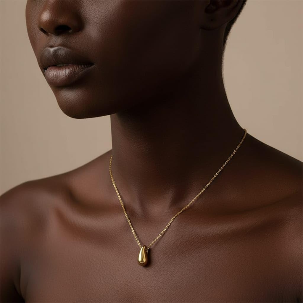 14K Gold Plated Pear Pendant Necklace for Women – Dainty Teardrop Cubic Zirconia Necklace, Minimalist Gold Jewelry, Adjustable Chain, Elegant Gift for Her - Image 4