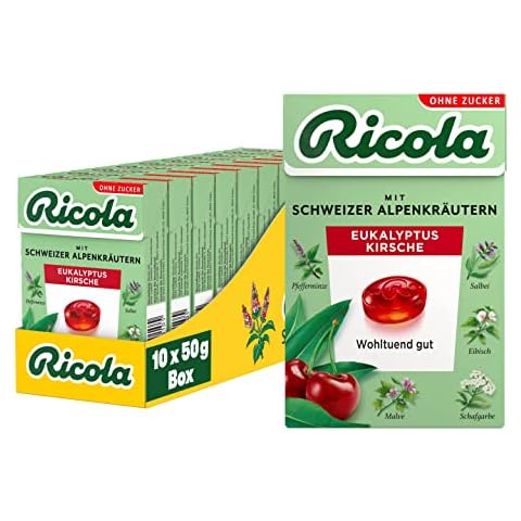 Ricola Eukalyptus Kirsche, 10 Böxli original Schweizer Kräuter-Bonbons Cover