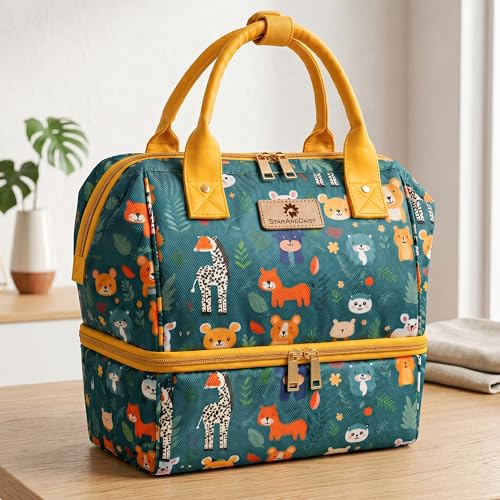 Image of StarAndDaisy Baby Bag for Mothers Travel /Diaper Bags for Mom with Insulated Compartment /Diaper Bag for Mothers for Travel & Multiple Pockets, 12L Capacity- Jungle Print