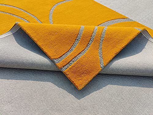 Image of Ocean Wave Modern Carpet for Living Room Bedroom and Hall Size (12 x 15) Feet Color Gold