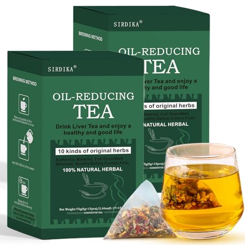 Oil-Reducing Tea - 10 Herbal with Excellent Formula Oil Cleansing Tea for Liver Oil-Reducing Tea Herbal Chinese Tea 15 Tea Bags (2 Box(30pcs))