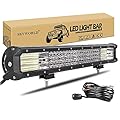 SKYWORLD 20 inch 510W LED Light Bar 4 Row Spot Flood Combo Beam Off Road Lights Driving Work Light Waterproof with Wiring Harness for Trucks SUV ATV UTV Boat 12V 24V