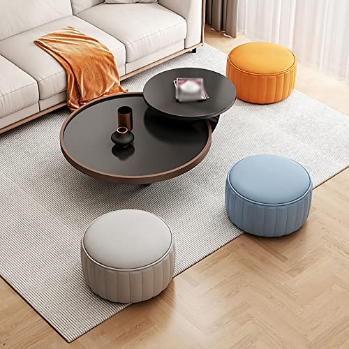 Repose-pieds maison moderne salon chambre petit tabouret rond rembourré cuir PU