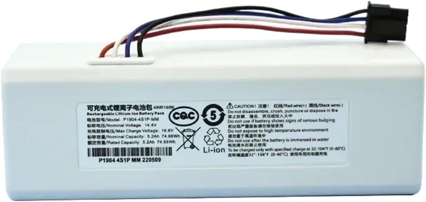 14.4V Robot Battery 1C P1904-4S1P-MM, Compatible For Xiaomi, Compatible For Mijia, G1 Vacuum Cleaner Sweeping Mopping Robot Replacement Battery