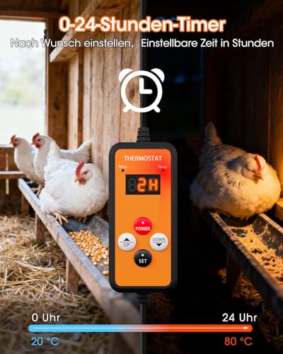 wärmeplatte küken mit Timer, 5℃-80℃ 110W Winter Hühnerstall Heizung Flat Panel Chick Heater, geeignet 40cm x 30cm inkubator kükenstall für Haustiere, Küken, Kätzchen，Farm Frostschutz