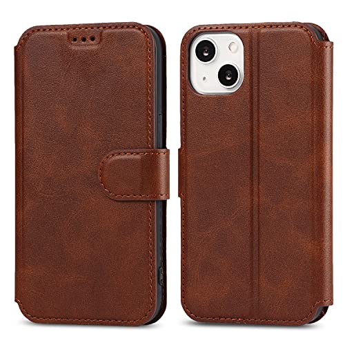 QLTYPRI Case for iPhone 13 Premium PU Leather Simple Wallet Case Card Slots Kickstand Magnetic...