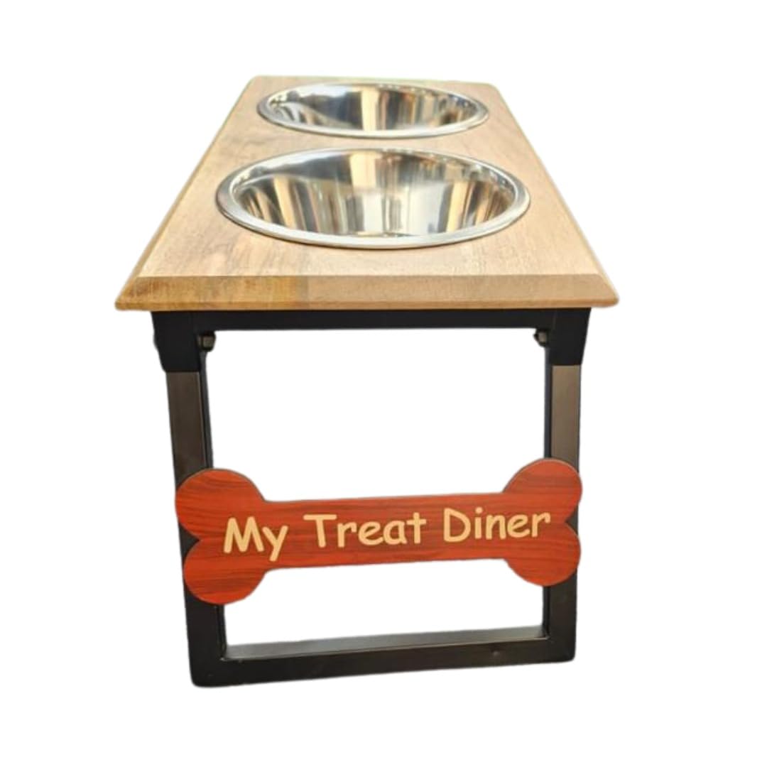 PetaPuppies Super Wooden Quality Foldable Dogs Dinner Table with 2 Stainless Steel removable Bowls for Water and Food for Dogs, large Size) (B0BL89NPM6) Amazon Price History, Amazon Price Tracker