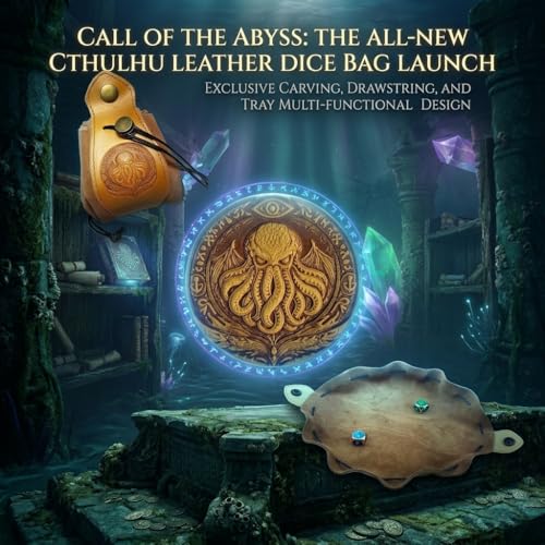 Image of Cthulhu Leather Dice Bag & 2-in-1 Folding Dice Tray - Premium DND Accessory