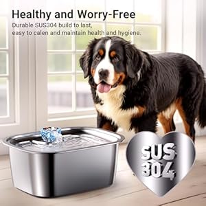   Dog-Water-Fountain-Stainless-Steel-Dog-Water-Fountain-for-Large-Dogs-Pet-Water-Fountain-PETDOTT-Dog-Water-Bowl-Dispenser-Water-Fountain-for-Dogs-Inside-with-Filter-Bowl-for-Large-Breed-Quiet-Pump