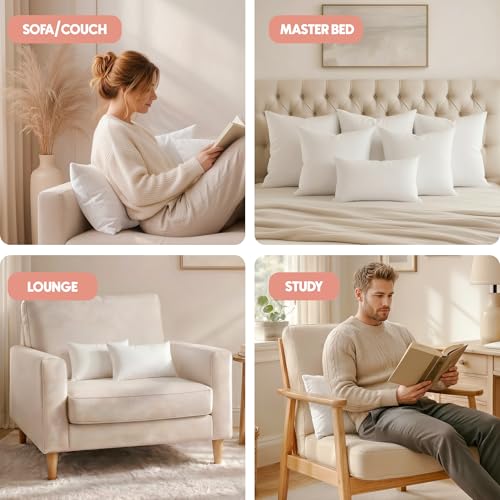 Image of Utopia Bedding 16x24 Pillow Inserts, White Throw Pillows for Couch, 2 Pack | 100% Virgin Filling, Indoor Cushion Inserts for bed, sofa & couch, Extra Filled, Supportive & Fluffy Decorative Pillows