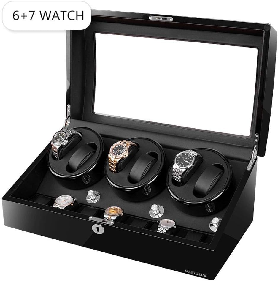 FENOKD Watch Winders, Luxury Automatic Watch Winder Box, 5 Rotation Modes, Wooden 6+7 Electric Watch Box Storage Case