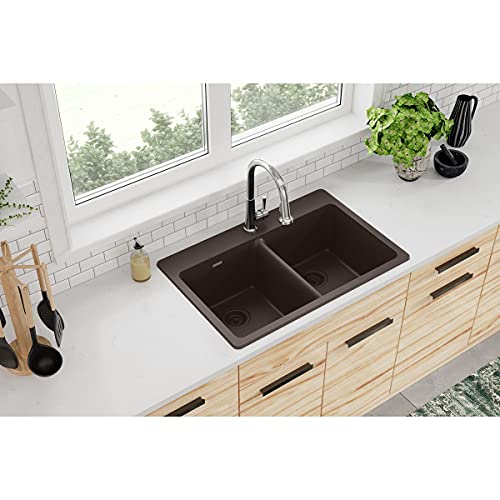 Elkay Quartz Classic Elg3322Mc0 Mocha Equal Double Bowl Top Mount Sink #TOP29