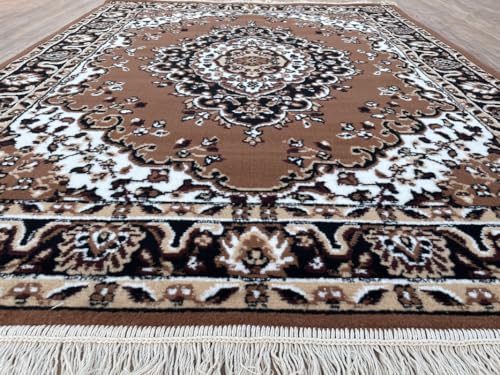Image of TTC THREAD & TEXTURE CARPET Traditional Comfort: Power-Loomed Carpets for Living Room- Every Space Area Rug Color Gold Size 3x5 Feet (90x150cm)