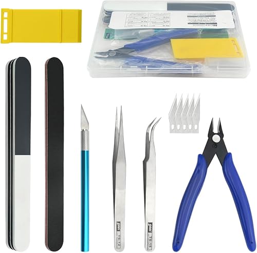 Bigstone Kit de herramientas de construcción de hobby de 13 piezas, herramientas básicas de bricolaje para automóviles, aviones, edificios, robots,