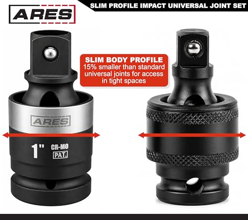 Image of ARES 2061002 1in Drive Slim Impact Universal Joint, 360 Swivel
