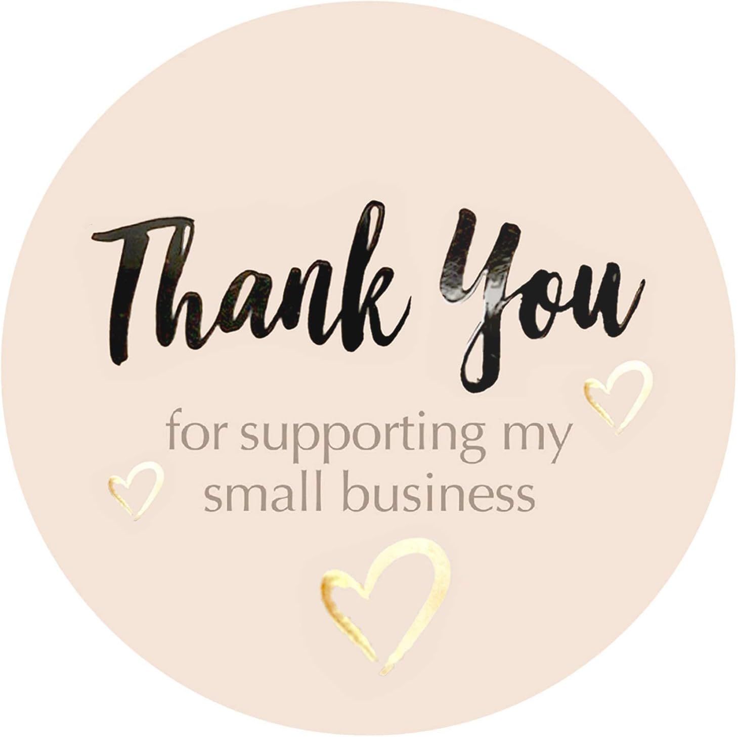 easykart labels 2000 Thank You Stickers Rolls, Size 1.5 Inch Round,Thank You Seal Stickers,Gold Foil Thank You Stickers Small Business Supplies | Pastel Peach Color with UV Effect