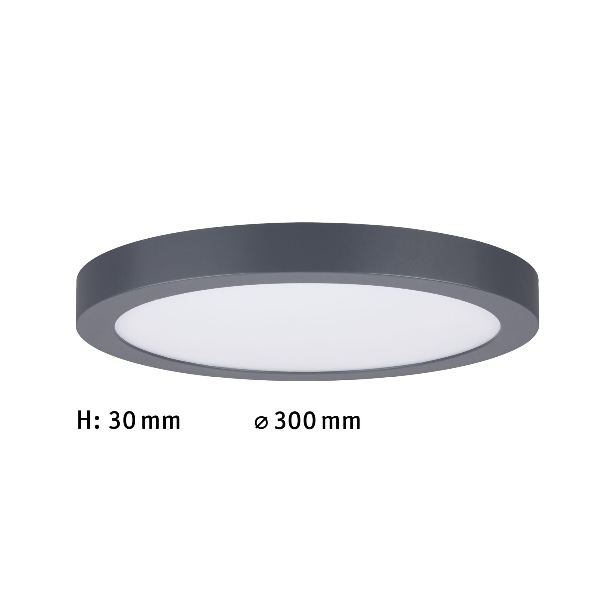 Paulmann 70988 LED Panel Abia 300mm Warmweiß rund incl. 1x22 Watt Dunkelgrau matt Deckenlampe Kunststoff 2700 K