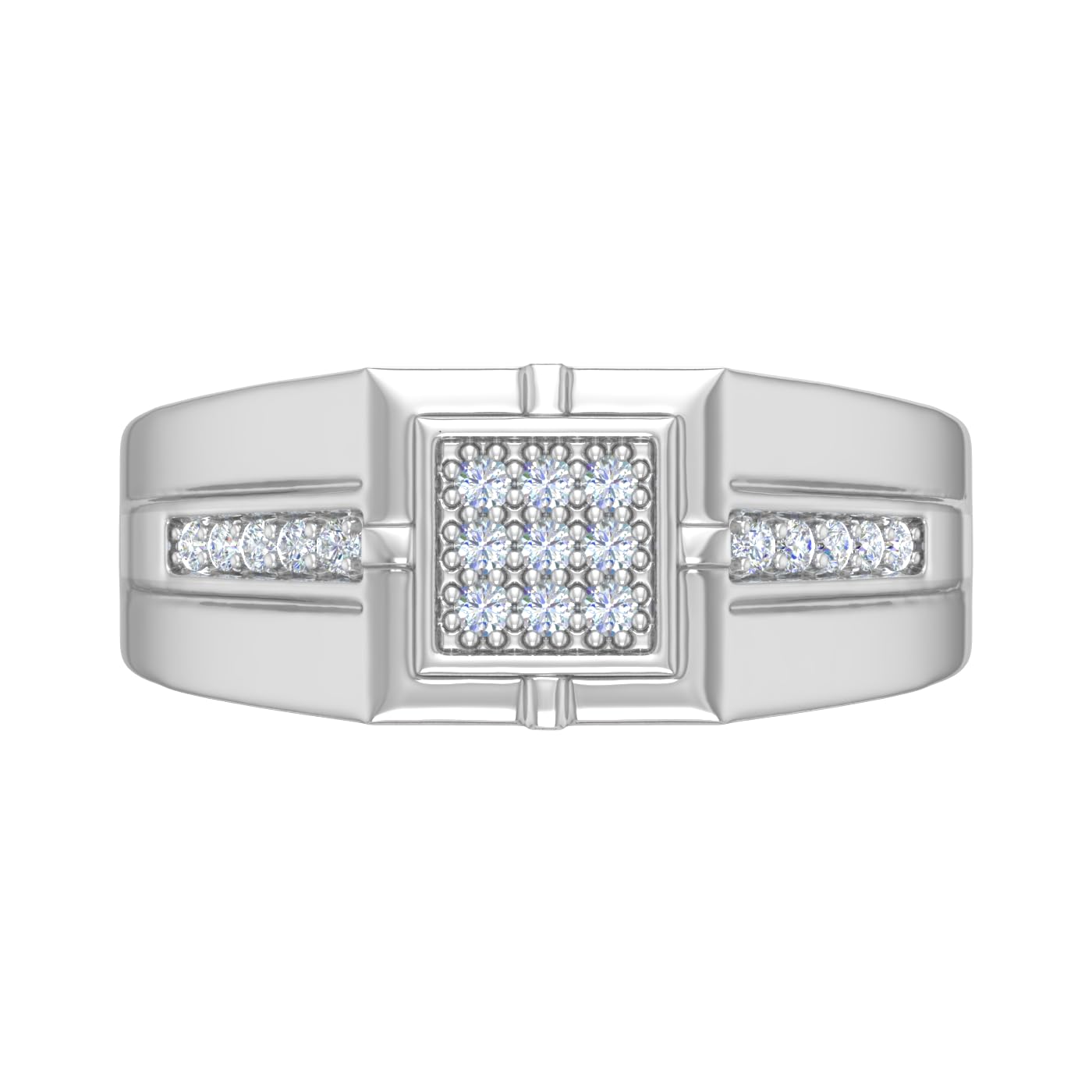 1/4 Carat Men Diamond Wedding Band Ring in 10K Gold: White Gold 4.75