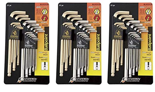 Bondhus 20399 Ball End L-Wrench DoublePK w/BriteGuard & GoldGuard Finish (Three Pack)