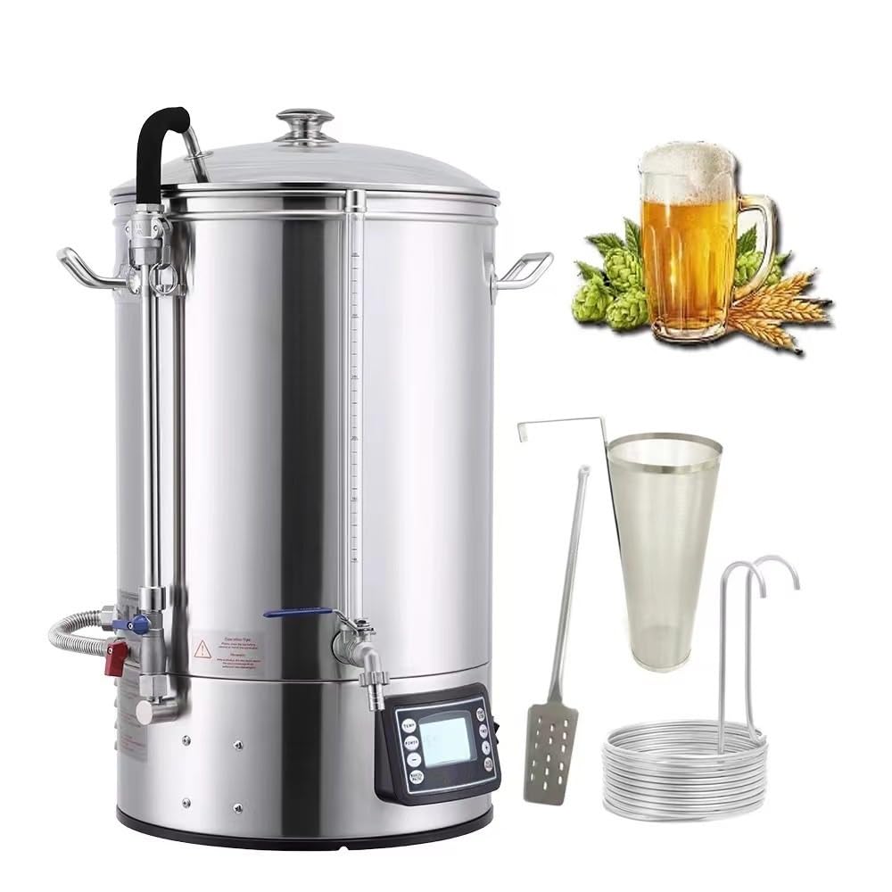 Sistema de elaboración de cerveza eléctrica todo en uno de 50 litros, olla de acero inoxidable 304 con panel de control electrónico totalmente inteligente