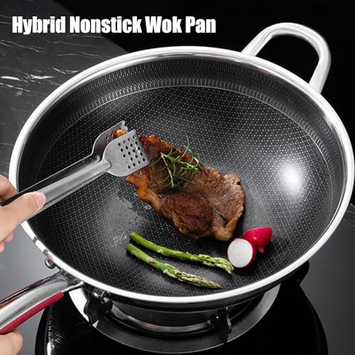 Wok con tapa, acero inoxidable antiadherente, 12.6 in miniatura 4