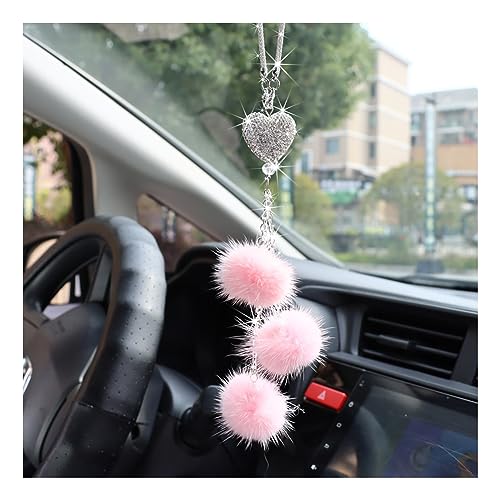Ziciner Bling Diamond Heart Car Interior Accessories, Heart & Pink
