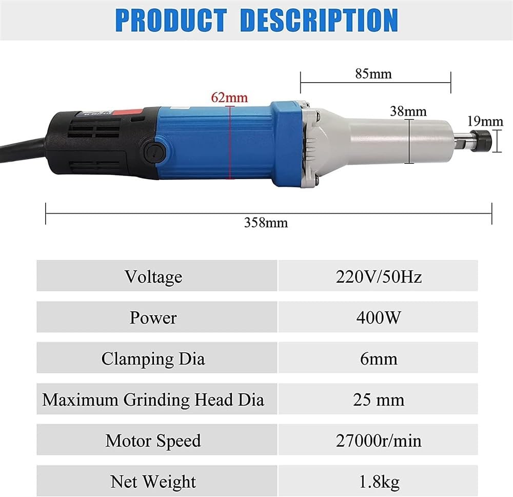 HEQIM 400W Electric Wood Carving Tools Electric Wood Chisel with 1/4 '' 6Mm Rotary Cutter for DIY Woodworking