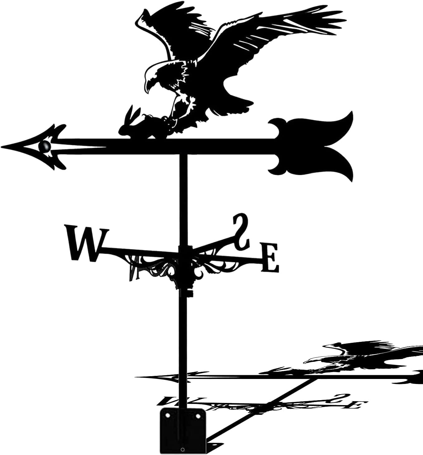 Klonwg Eagle 2 Metal Weather Vane With Roof Mount Weathervane Garden Stake Creative Design Gardening Decoration Wind Direction Indicator Kit For Garden Patio Yard Ornament