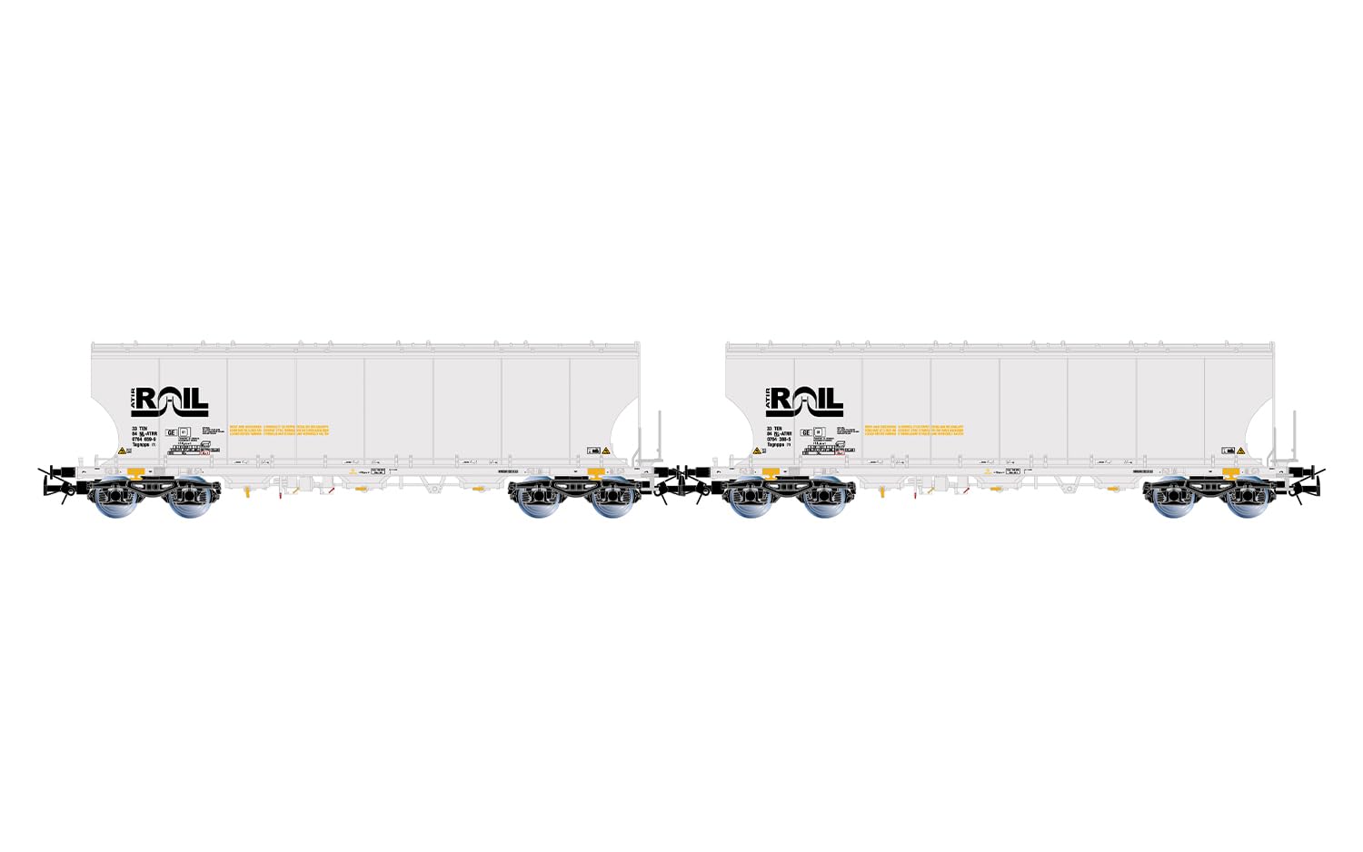 Rivarossi HR6675 ATIR-RAIL, 2-unit pack 4-axle round-sided silo wagons, grey livery livery, ep. VI for adults 14+ years